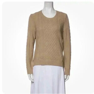 Tory Burch beige long sleeve scoop neck cashmere blend sweater XS
